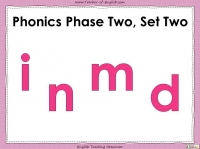 Phonics Phase 2, Set 2 - i, n, m, d